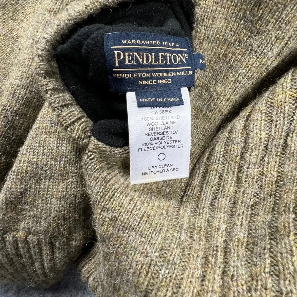 Pendleton Mens Reversible Shetland Wool‎ Fleece Vest Olive Green Black Size M